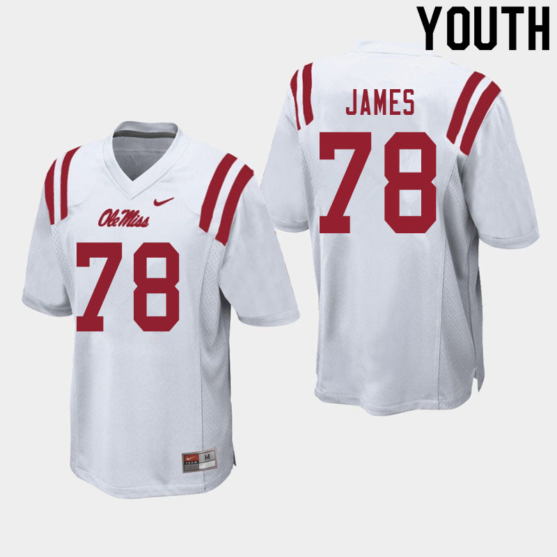 Youth #78 Jeremy James Ole Miss Rebels College Football Jerseys Sale-White